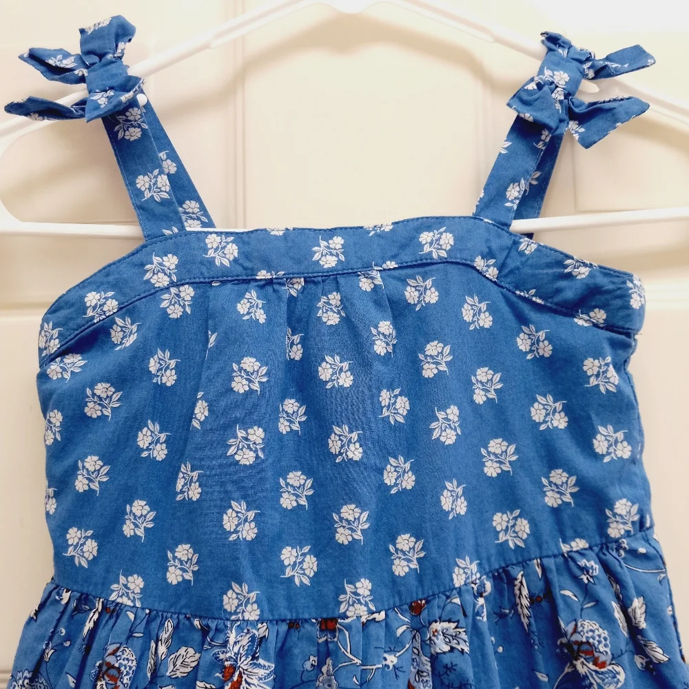 Janie And Jack Mixed Paisley Floral Maxi Dress Size 5 Blue Brown Tiered Summer - Picture 4 of 14